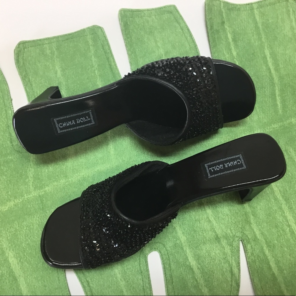 Adorable Sequined Slide On Heels.  China Doll. - Picture 5 of 7